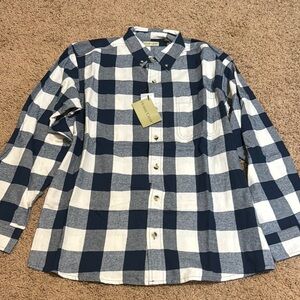 Navy and White Plaid Shirt